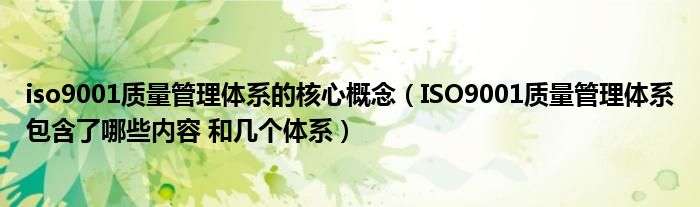 iso9001质量管理体系的核心概念（ISO9001质量管理体系包含了哪些内容 和几个体系）