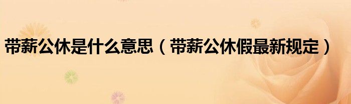 带薪公休是什么意思（带薪公休假最新规定）
