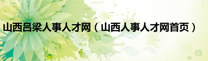 山西吕梁人事人才网（山西人事人才网首页）