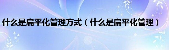 什么是扁平化管理方式（什么是扁平化管理）
