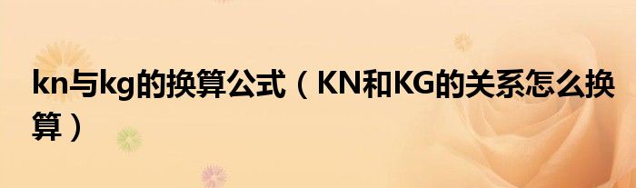 kn与kg的换算公式（KN和KG的关系怎么换算）
