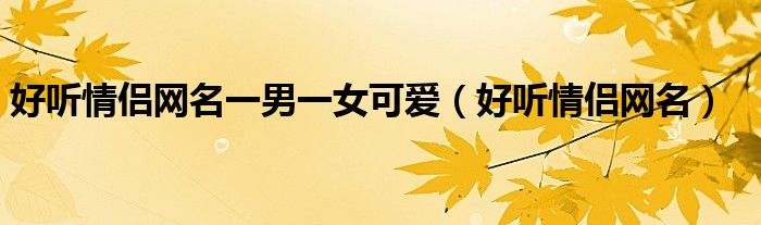 好听情侣网名一男一女可爱（好听情侣网名）