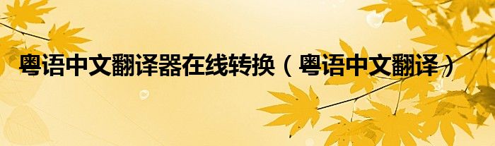 粤语中文翻译器在线转换（粤语中文翻译）