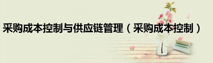 采购成本控制与供应链管理（采购成本控制）