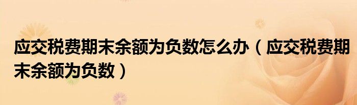 应交税费期末余额为负数怎么办（应交税费期末余额为负数）