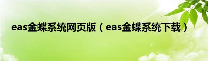 eas金蝶系统网页版（eas金蝶系统下载）