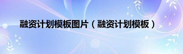 融资计划模板图片（融资计划模板）