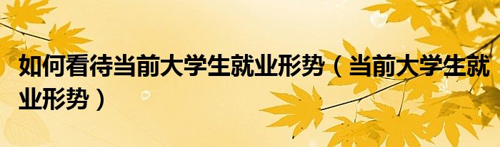 如何看待当前大学生就业形势（当前大学生就业形势）