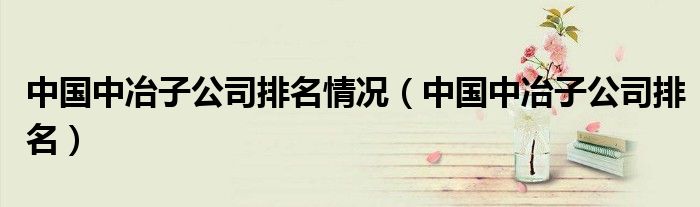 中国中冶子公司排名情况（中国中冶子公司排名）