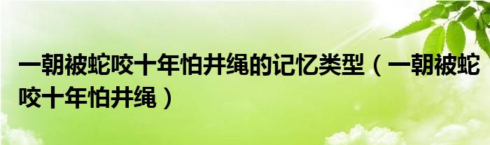 一朝被蛇咬十年怕井绳的记忆类型（一朝被蛇咬十年怕井绳）
