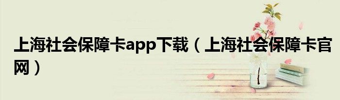 上海社会保障卡app下载（上海社会保障卡官网）