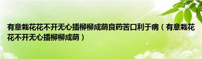 有意栽花花不开无心插柳柳成荫良药苦口利于病（有意栽花花不开无心插柳柳成荫）