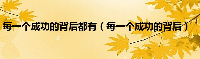 每一个成功的背后都有（每一个成功的背后）