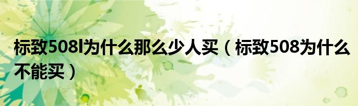 标致508l为什么那么少人买（标致508为什么不能买）