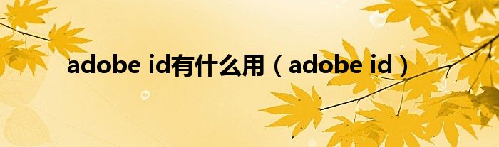 adobe id有什么用（adobe id）