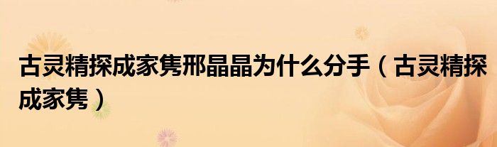 古灵精探成家隽邢晶晶为什么分手（古灵精探成家隽）