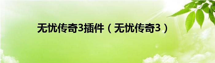 无忧传奇3插件（无忧传奇3）