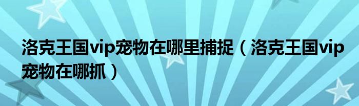 洛克王国vip宠物在哪里捕捉（洛克王国vip宠物在哪抓）