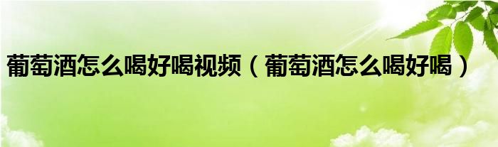 葡萄酒怎么喝好喝视频（葡萄酒怎么喝好喝）