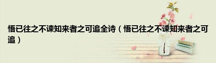 悟已往之不谏知来者之可追全诗（悟已往之不谏知来者之可追）