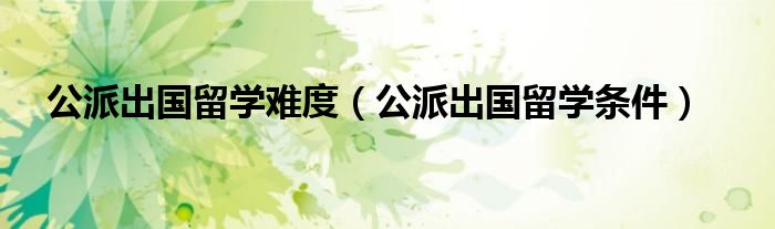 公派出国留学难度（公派出国留学条件）