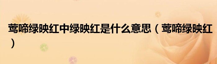 莺啼绿映红中绿映红是什么意思（莺啼绿映红）