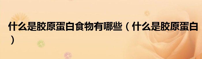 什么是胶原蛋白食物有哪些（什么是胶原蛋白）