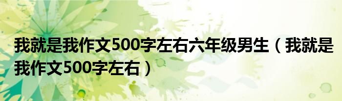 我就是我作文500字左右六年级男生（我就是我作文500字左右）