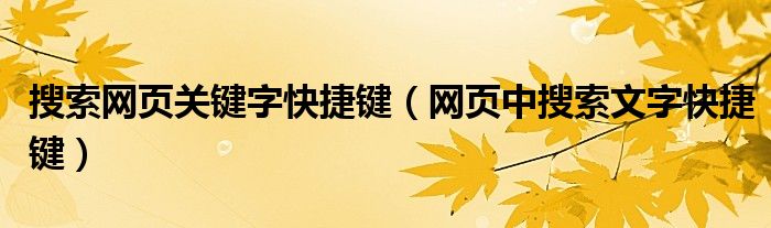 搜索网页关键字快捷键（网页中搜索文字快捷键）