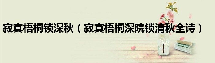 寂寞梧桐锁深秋（寂寞梧桐深院锁清秋全诗）