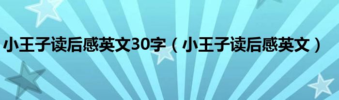 小王子读后感英文30字（小王子读后感英文）