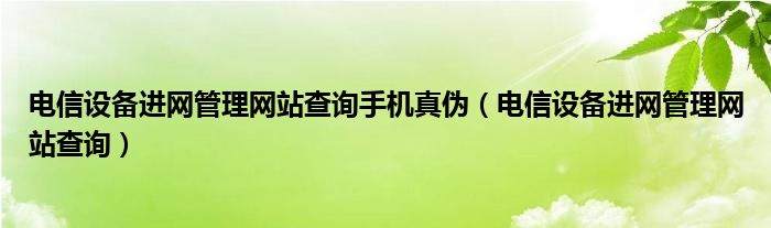 电信设备进网管理网站查询手机真伪（电信设备进网管理网站查询）