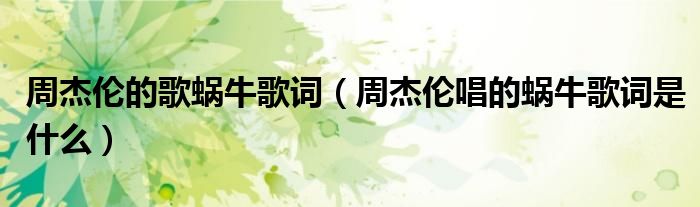 周杰伦的歌蜗牛歌词（周杰伦唱的蜗牛歌词是什么）