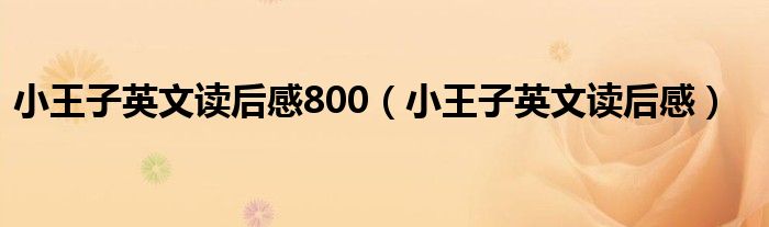 小王子英文读后感800（小王子英文读后感）