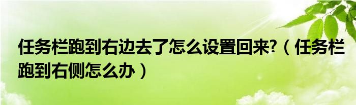任务栏跑到右边去了怎么设置回来?（任务栏跑到右侧怎么办）
