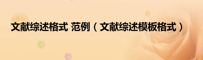 文献综述格式 范例（文献综述模板格式）