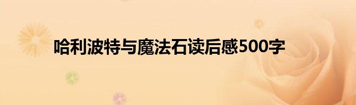 哈利波特与魔法石读后感500字