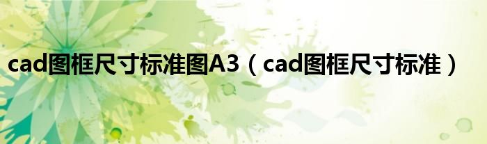 cad图框尺寸标准图A3（cad图框尺寸标准）