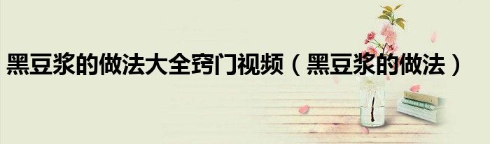 黑豆浆的做法大全窍门视频（黑豆浆的做法）