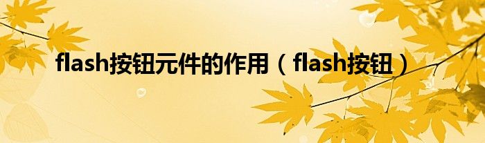 flash按钮元件的作用（flash按钮）
