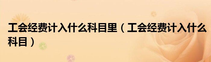 工会经费计入什么科目里（工会经费计入什么科目）