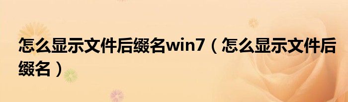 怎么显示文件后缀名win7（怎么显示文件后缀名）