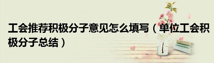 工会推荐积极分子意见怎么填写（单位工会积极分子总结）