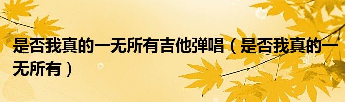 是否我真的一无所有吉他弹唱（是否我真的一无所有）