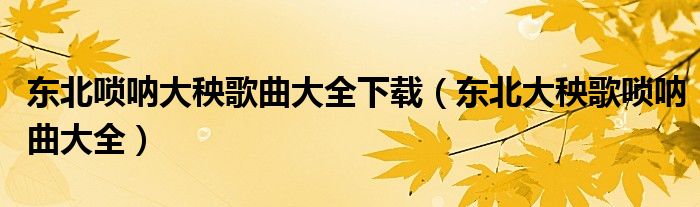 东北唢呐大秧歌曲大全下载（东北大秧歌唢呐曲大全）