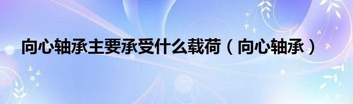 向心轴承主要承受什么载荷（向心轴承）