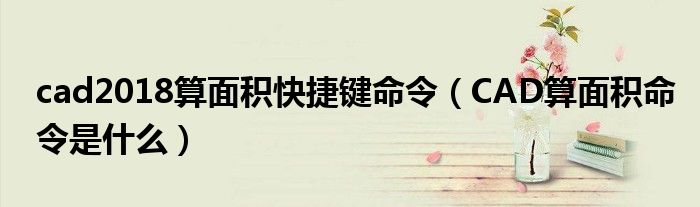 cad2018算面积快捷键命令（CAD算面积命令是什么）