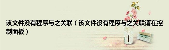 该文件没有程序与之关联（该文件没有程序与之关联请在控制面板）