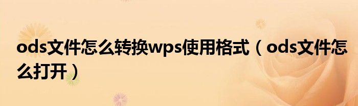 ods文件怎么转换wps使用格式（ods文件怎么打开）