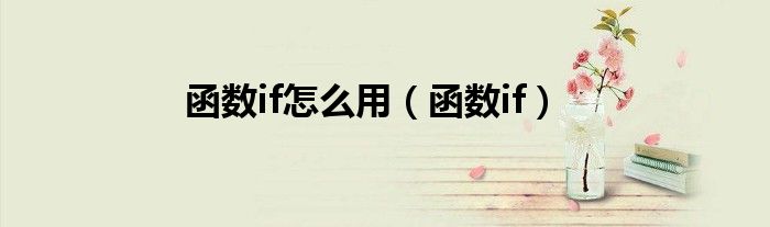 函数if怎么用（函数if）
